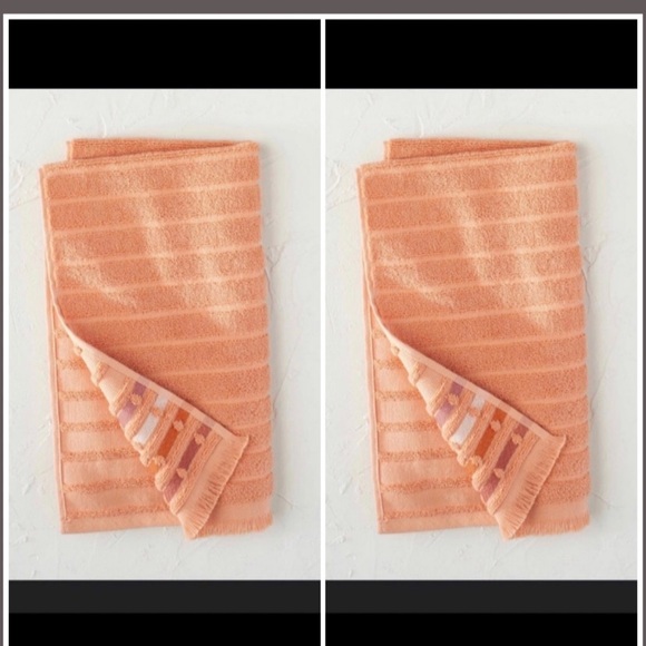 Opalhouse Bath Nwot Hand Towels 2 Terracotta Sculpted Terry Fringed